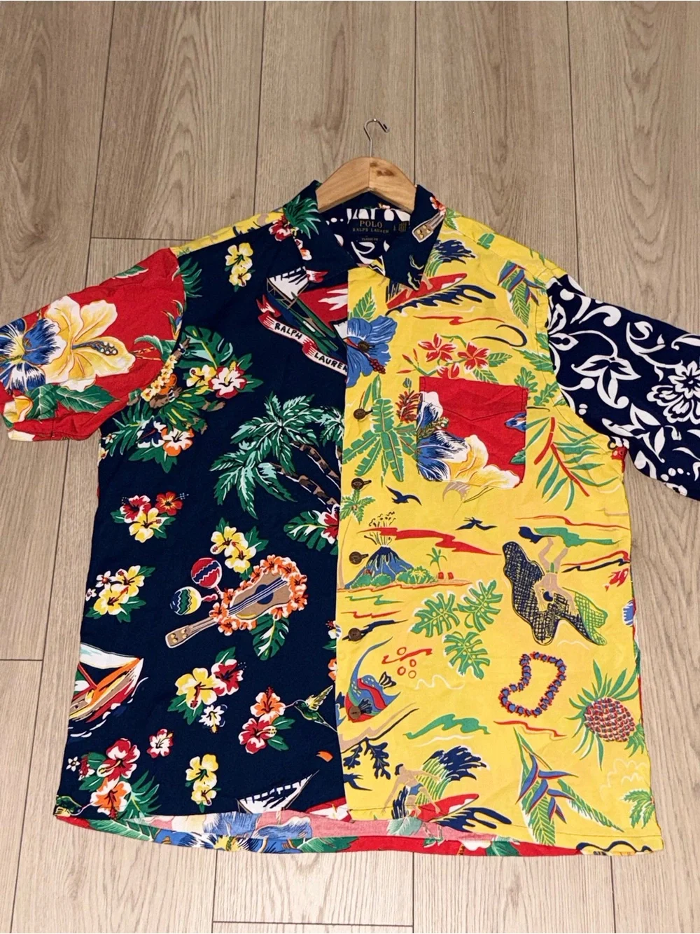 Polo Ralph Lauren Mens L Hawaiian Shirt 100% Viscose Tropical Floral Classic Fit